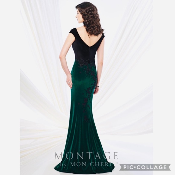 Montage by MonCheri velvet sleeveless long gown with shawl - Picture 3 of 10